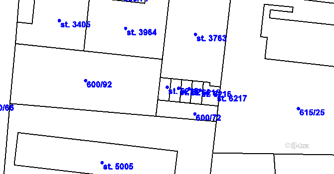 Parcela st. 6213 v KÚ Zlín, Katastrální mapa
