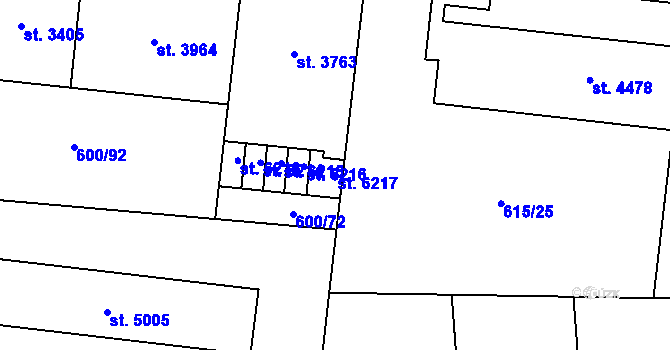 Parcela st. 6217 v KÚ Zlín, Katastrální mapa