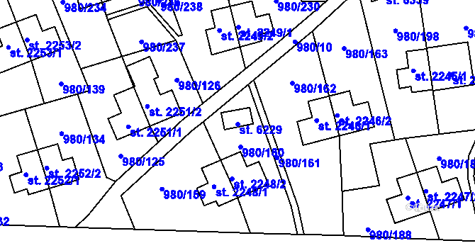 Parcela st. 6229 v KÚ Zlín, Katastrální mapa