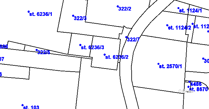 Parcela st. 6236/2 v KÚ Zlín, Katastrální mapa