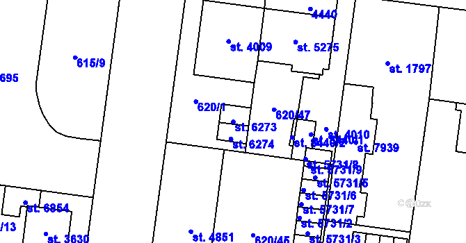 Parcela st. 6273 v KÚ Zlín, Katastrální mapa