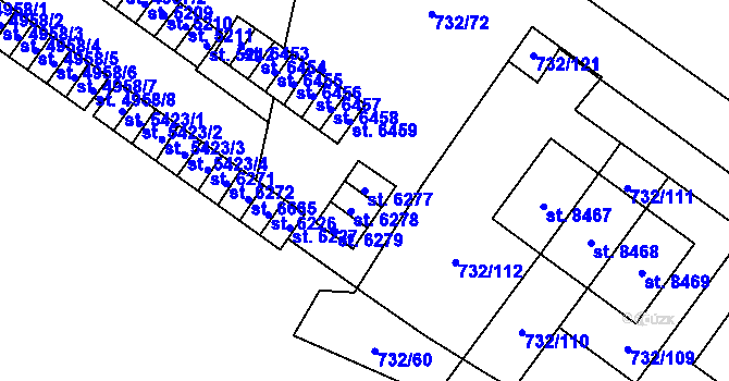 Parcela st. 6277 v KÚ Zlín, Katastrální mapa