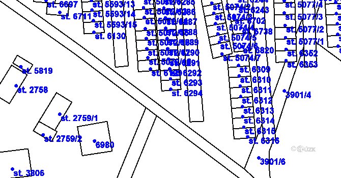 Parcela st. 6294 v KÚ Zlín, Katastrální mapa