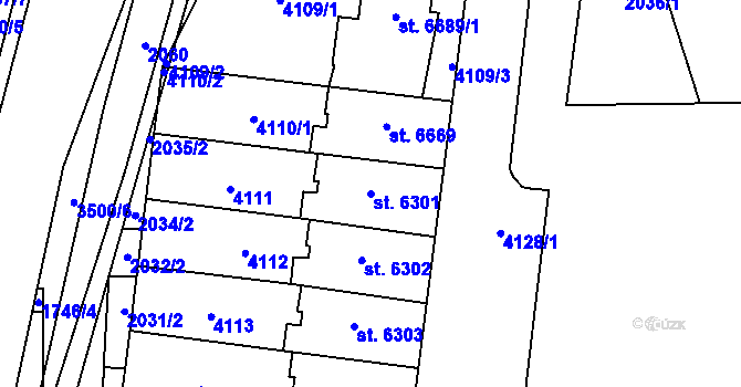 Parcela st. 6301 v KÚ Zlín, Katastrální mapa