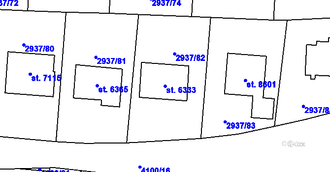 Parcela st. 6333 v KÚ Zlín, Katastrální mapa