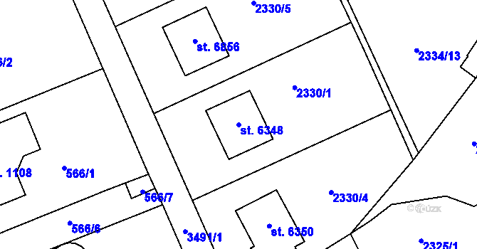 Parcela st. 6348 v KÚ Zlín, Katastrální mapa