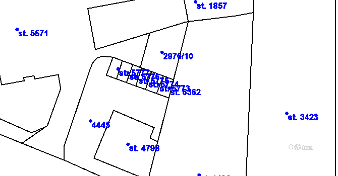 Parcela st. 6362 v KÚ Zlín, Katastrální mapa