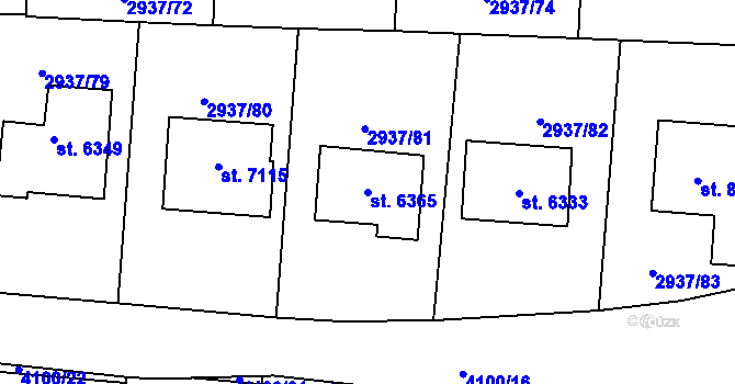 Parcela st. 6365 v KÚ Zlín, Katastrální mapa