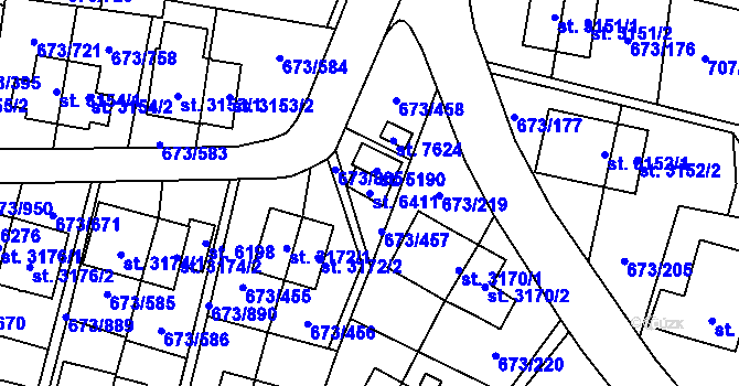 Parcela st. 6411 v KÚ Zlín, Katastrální mapa