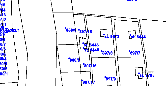 Parcela st. 6445 v KÚ Zlín, Katastrální mapa