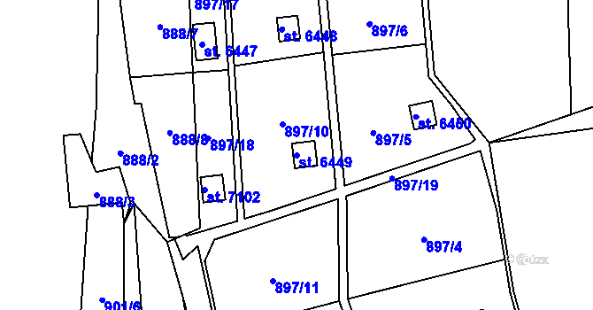 Parcela st. 6449 v KÚ Zlín, Katastrální mapa