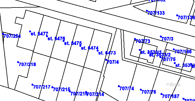 Parcela st. 6473 v KÚ Zlín, Katastrální mapa