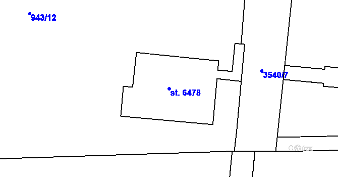 Parcela st. 6478 v KÚ Zlín, Katastrální mapa