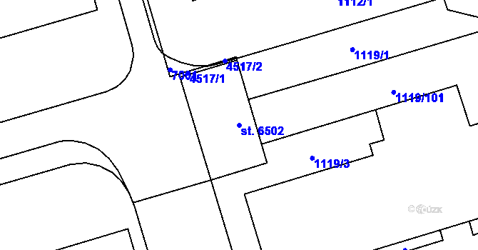 Parcela st. 6502 v KÚ Zlín, Katastrální mapa