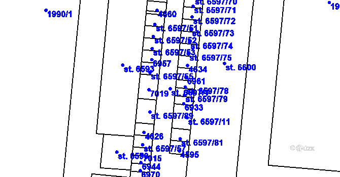 Parcela st. 6597/1 v KÚ Zlín, Katastrální mapa