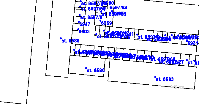 Parcela st. 6597/88 v KÚ Zlín, Katastrální mapa