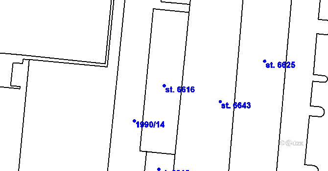 Parcela st. 6616 v KÚ Zlín, Katastrální mapa