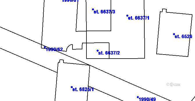 Parcela st. 6637/2 v KÚ Zlín, Katastrální mapa