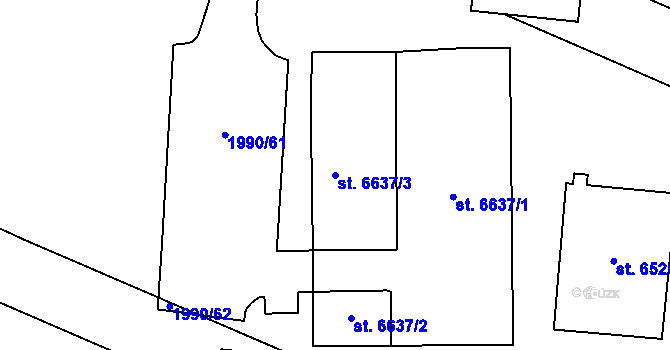 Parcela st. 6637/3 v KÚ Zlín, Katastrální mapa