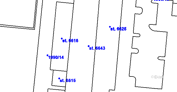 Parcela st. 6643 v KÚ Zlín, Katastrální mapa
