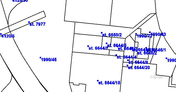 Parcela st. 6644/2 v KÚ Zlín, Katastrální mapa