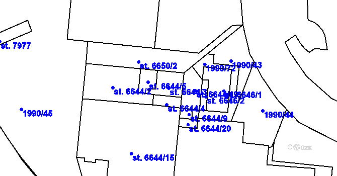Parcela st. 6644/3 v KÚ Zlín, Katastrální mapa