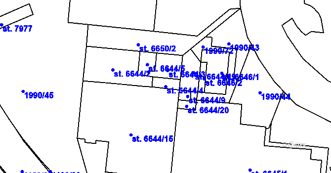 Parcela st. 6644/4 v KÚ Zlín, Katastrální mapa