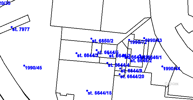 Parcela st. 6644/5 v KÚ Zlín, Katastrální mapa