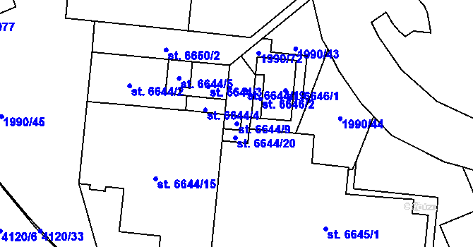 Parcela st. 6644/9 v KÚ Zlín, Katastrální mapa