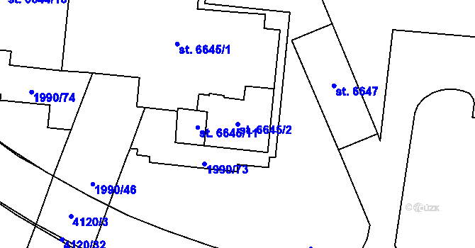 Parcela st. 6645/2 v KÚ Zlín, Katastrální mapa