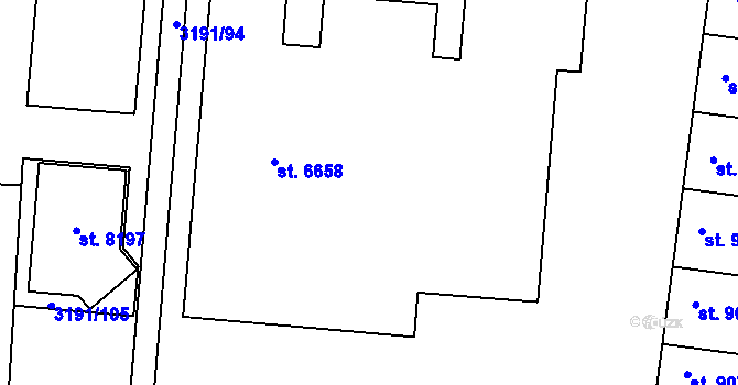 Parcela st. 6658 v KÚ Zlín, Katastrální mapa