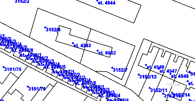 Parcela st. 6662 v KÚ Zlín, Katastrální mapa
