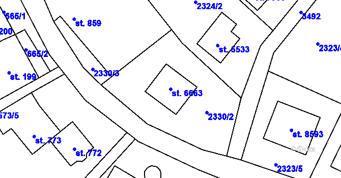 Parcela st. 6663 v KÚ Zlín, Katastrální mapa
