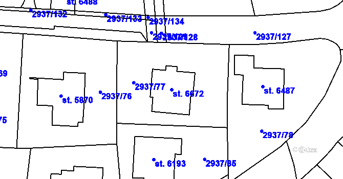 Parcela st. 6672 v KÚ Zlín, Katastrální mapa