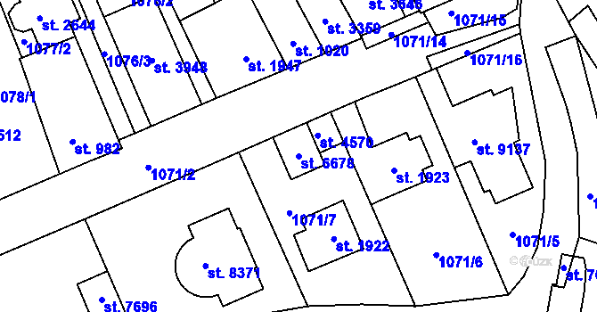 Parcela st. 6678 v KÚ Zlín, Katastrální mapa