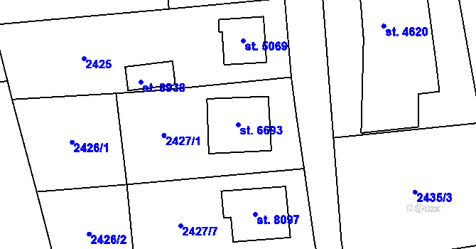 Parcela st. 6693 v KÚ Zlín, Katastrální mapa