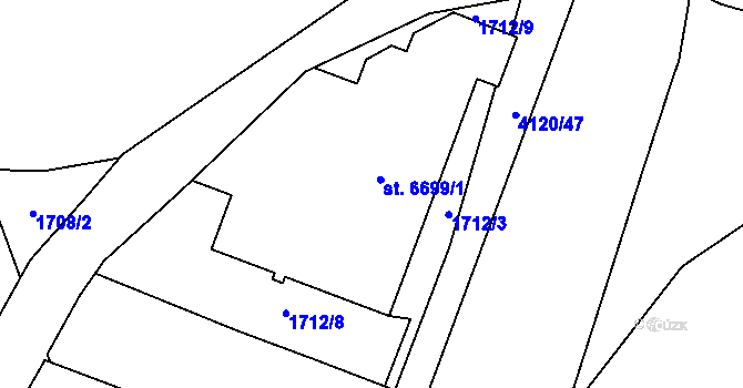 Parcela st. 6699 v KÚ Zlín, Katastrální mapa