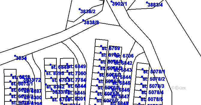 Parcela st. 6700 v KÚ Zlín, Katastrální mapa