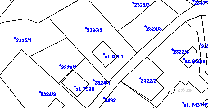 Parcela st. 6701 v KÚ Zlín, Katastrální mapa