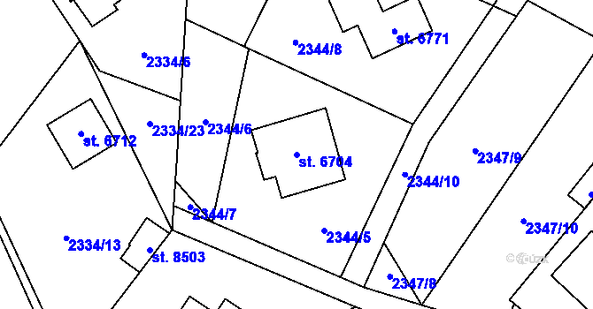 Parcela st. 6704 v KÚ Zlín, Katastrální mapa