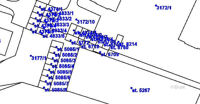 Parcela st. 6709 v KÚ Zlín, Katastrální mapa