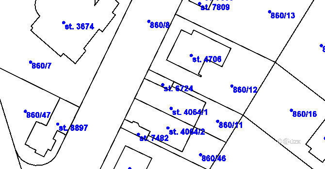 Parcela st. 6724 v KÚ Zlín, Katastrální mapa