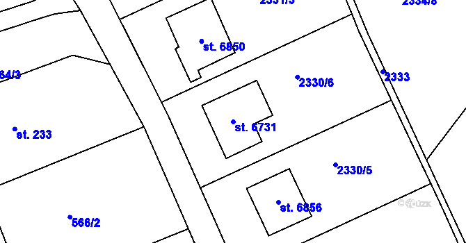Parcela st. 6731 v KÚ Zlín, Katastrální mapa