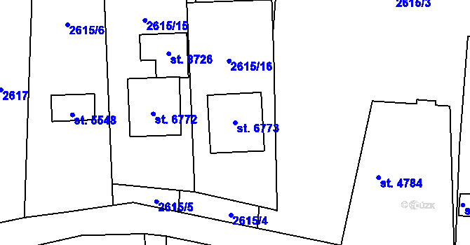 Parcela st. 6773 v KÚ Zlín, Katastrální mapa