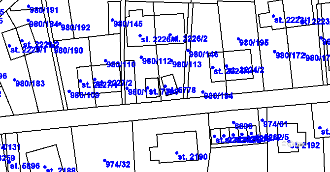 Parcela st. 6778 v KÚ Zlín, Katastrální mapa