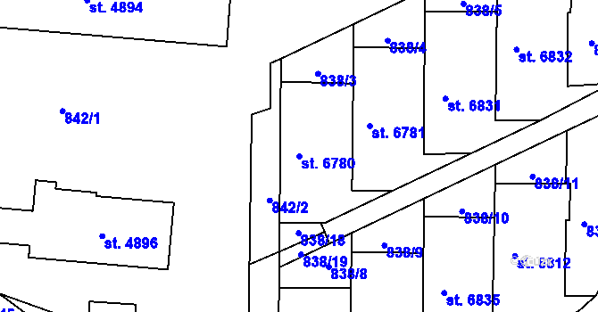 Parcela st. 6780 v KÚ Zlín, Katastrální mapa