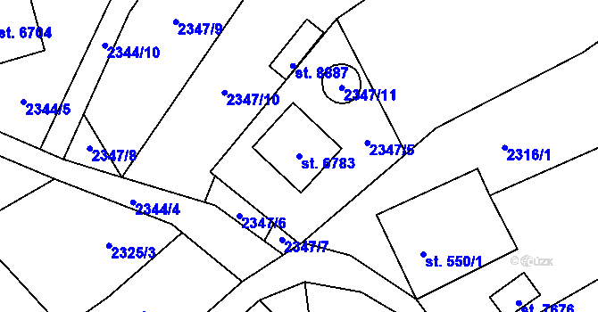 Parcela st. 6783 v KÚ Zlín, Katastrální mapa