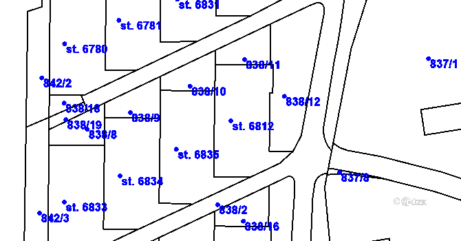 Parcela st. 6812 v KÚ Zlín, Katastrální mapa