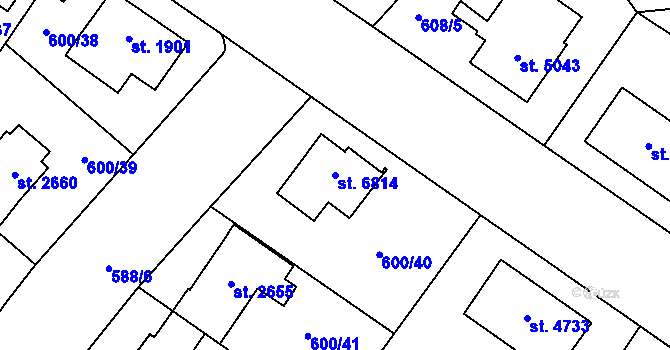 Parcela st. 6814 v KÚ Zlín, Katastrální mapa