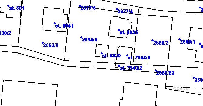 Parcela st. 6830 v KÚ Zlín, Katastrální mapa